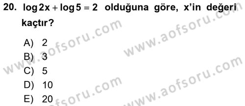 Genel Matematik Dersi Ara Sınavı Deneme Sınav Soruları 20. Soru