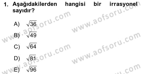 Genel Matematik Dersi 2023 - 2024 Yılı (Final) Dönem Sonu Sınav Soruları 1. Soru