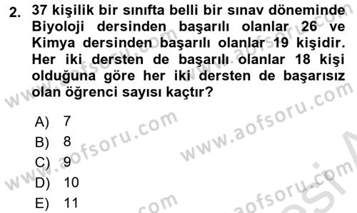 Genel Matematik Dersi Ara Sınavı Deneme Sınav Soruları 2. Soru