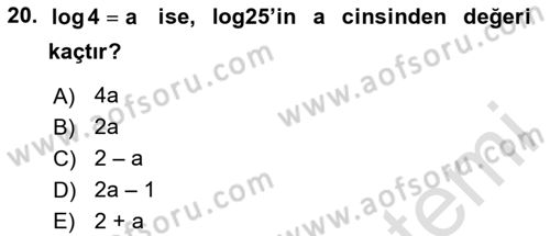 Genel Matematik Dersi Ara Sınavı Deneme Sınav Soruları 20. Soru