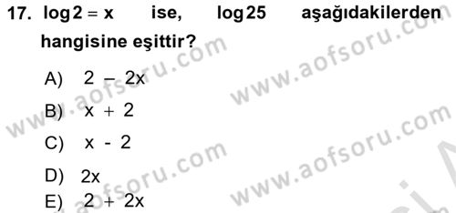 Genel Matematik Dersi 2025 - 2026 Yılı (Vize) Ara Sınav Soruları 17. Soru