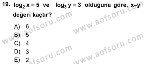 Genel Matematik Dersi 2025 - 2026 Yılı (Vize) Ara Sınav Soruları 19. Soru