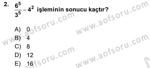 Genel Matematik Dersi 2025 - 2026 Yılı Yaz Okulu Sınav Soruları 2. Soru