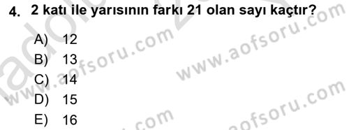 Genel Matematik Dersi 2025 - 2026 Yılı Yaz Okulu Sınav Soruları 4. Soru