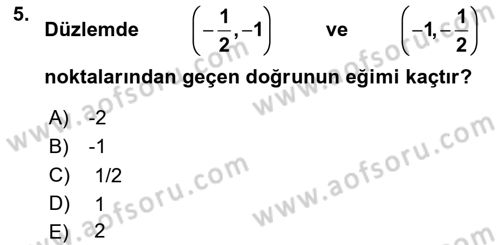 Genel Matematik Dersi 2025 - 2026 Yılı Yaz Okulu Sınav Soruları 5. Soru