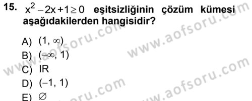 Matematik 1 Dersi 2012 - 2013 Yılı (Vize) Ara Sınav Soruları 15. Soru