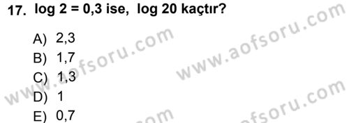 Matematik 1 Dersi 2012 - 2013 Yılı (Vize) Ara Sınav Soruları 17. Soru