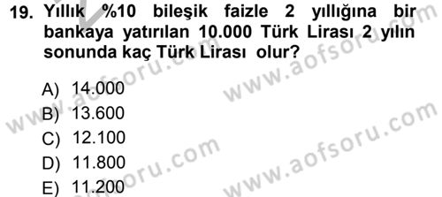 Matematik 1 Dersi 2012 - 2013 Yılı (Vize) Ara Sınav Soruları 19. Soru