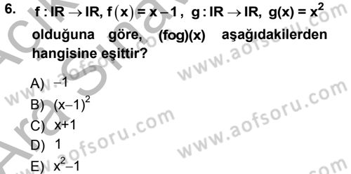 Matematik 1 Dersi 2012 - 2013 Yılı (Vize) Ara Sınav Soruları 6. Soru