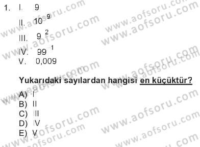 Matematik 1 Dersi 2012 - 2013 Yılı Tek Ders Sınav Soruları 1. Soru