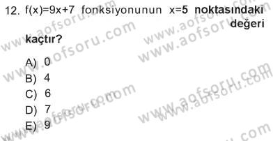 Matematik 1 Dersi 2012 - 2013 Yılı Tek Ders Sınav Soruları 12. Soru
