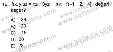 Matematik 1 Dersi 2012 - 2013 Yılı Tek Ders Sınav Soruları 16. Soru