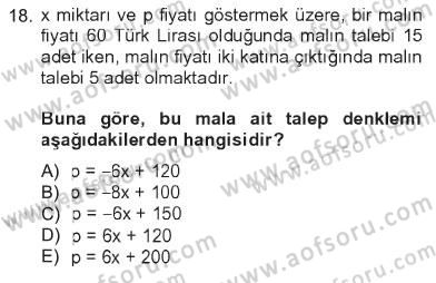 Matematik 1 Dersi 2012 - 2013 Yılı Tek Ders Sınav Soruları 18. Soru