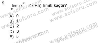 Matematik 1 Dersi 2012 - 2013 Yılı Tek Ders Sınav Soruları 9. Soru