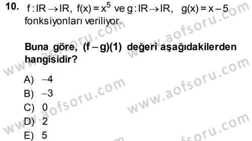 Matematik 1 Dersi 2013 - 2014 Yılı (Vize) Ara Sınav Soruları 10. Soru