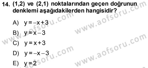 Matematik 1 Dersi 2013 - 2014 Yılı (Vize) Ara Sınav Soruları 14. Soru