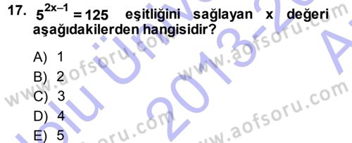 Matematik 1 Dersi 2013 - 2014 Yılı (Vize) Ara Sınav Soruları 17. Soru