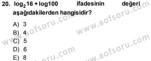 Matematik 1 Dersi 2013 - 2014 Yılı (Vize) Ara Sınav Soruları 20. Soru