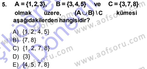 Matematik 1 Dersi 2013 - 2014 Yılı (Vize) Ara Sınav Soruları 5. Soru
