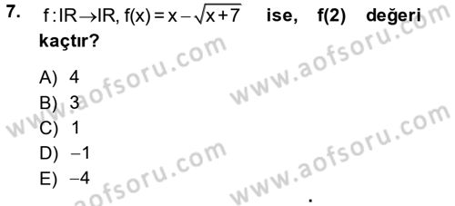 Matematik 1 Dersi 2013 - 2014 Yılı (Vize) Ara Sınav Soruları 7. Soru
