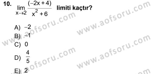 Matematik 1 Dersi 2013 - 2014 Yılı Tek Ders Sınav Soruları 10. Soru