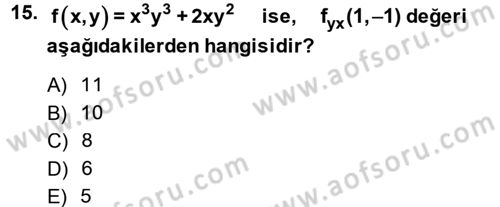 Matematik 1 Dersi 2013 - 2014 Yılı Tek Ders Sınav Soruları 15. Soru