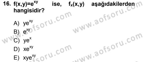 Matematik 1 Dersi 2013 - 2014 Yılı Tek Ders Sınav Soruları 16. Soru