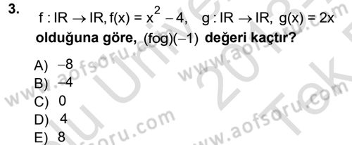 Matematik 1 Dersi 2013 - 2014 Yılı Tek Ders Sınav Soruları 3. Soru