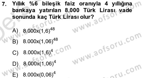 Matematik 1 Dersi 2013 - 2014 Yılı Tek Ders Sınav Soruları 7. Soru