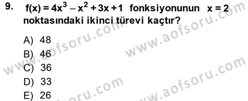 Matematik 1 Dersi 2013 - 2014 Yılı Tek Ders Sınav Soruları 9. Soru
