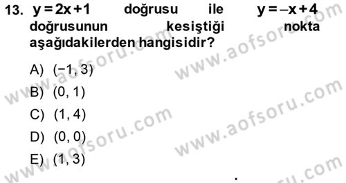 Matematik 1 Dersi 2014 - 2015 Yılı (Vize) Ara Sınav Soruları 13. Soru