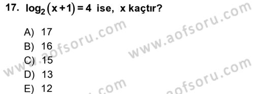 Matematik 1 Dersi 2014 - 2015 Yılı (Vize) Ara Sınav Soruları 17. Soru