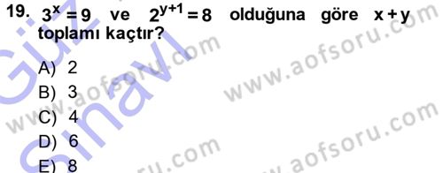 Matematik 1 Dersi 2014 - 2015 Yılı (Vize) Ara Sınav Soruları 19. Soru