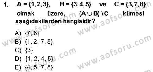 Matematik 1 Dersi 2014 - 2015 Yılı Tek Ders Sınav Soruları 1. Soru