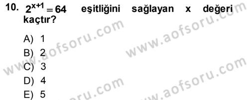 Matematik 1 Dersi 2014 - 2015 Yılı Tek Ders Sınav Soruları 10. Soru
