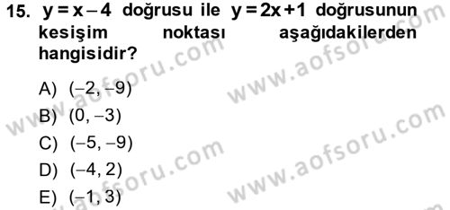 Matematik 1 Dersi 2014 - 2015 Yılı Tek Ders Sınav Soruları 15. Soru