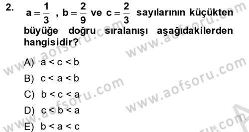 Matematik 1 Dersi 2014 - 2015 Yılı Tek Ders Sınav Soruları 2. Soru