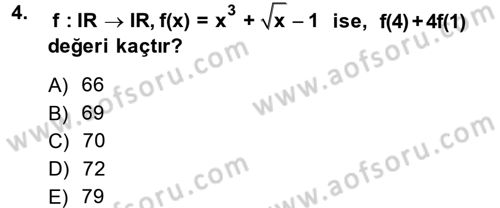 Matematik 1 Dersi 2014 - 2015 Yılı Tek Ders Sınav Soruları 4. Soru