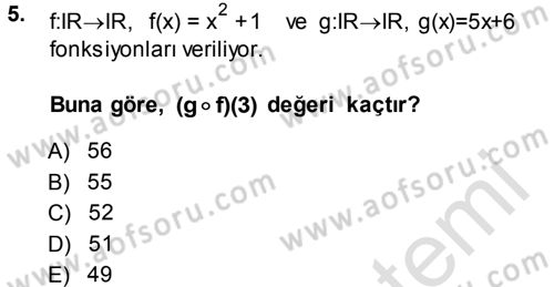 Matematik 1 Dersi 2014 - 2015 Yılı Tek Ders Sınav Soruları 5. Soru