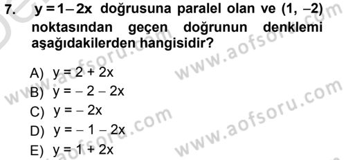 Matematik 1 Dersi 2014 - 2015 Yılı Tek Ders Sınav Soruları 7. Soru