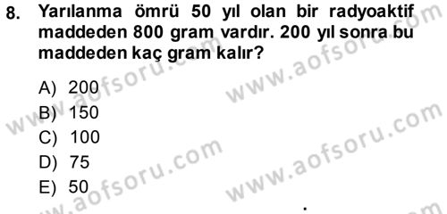 Matematik 1 Dersi 2014 - 2015 Yılı Tek Ders Sınav Soruları 8. Soru