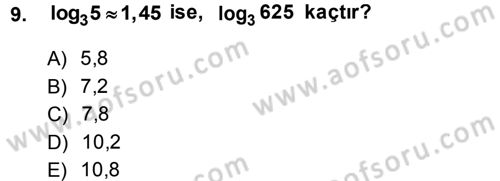 Matematik 1 Dersi 2014 - 2015 Yılı Tek Ders Sınav Soruları 9. Soru