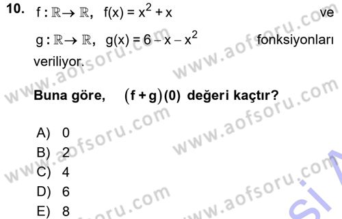 Matematik 1 Dersi 2015 - 2016 Yılı (Vize) Ara Sınav Soruları 10. Soru
