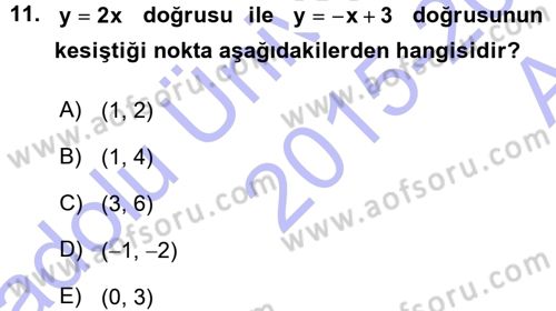 Matematik 1 Dersi 2015 - 2016 Yılı (Vize) Ara Sınav Soruları 11. Soru