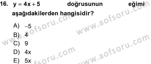 Matematik 1 Dersi 2015 - 2016 Yılı (Vize) Ara Sınav Soruları 16. Soru
