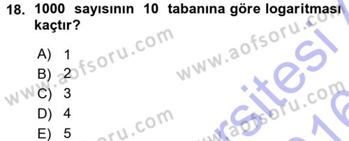 Matematik 1 Dersi 2015 - 2016 Yılı (Vize) Ara Sınav Soruları 18. Soru