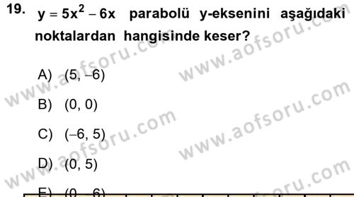 Matematik 1 Dersi 2015 - 2016 Yılı (Vize) Ara Sınavı 19. Soru