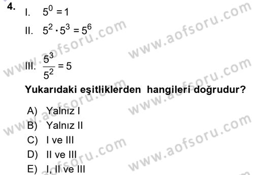 Matematik 1 Dersi 2015 - 2016 Yılı (Vize) Ara Sınav Soruları 4. Soru