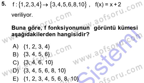 Matematik 1 Dersi 2015 - 2016 Yılı (Vize) Ara Sınav Soruları 5. Soru