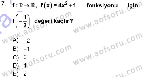 Matematik 1 Dersi 2015 - 2016 Yılı (Vize) Ara Sınav Soruları 7. Soru